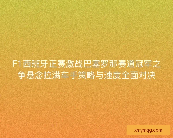 F1西班牙正赛激战巴塞罗那赛道冠军之争悬念拉满车手策略与速度全面对决